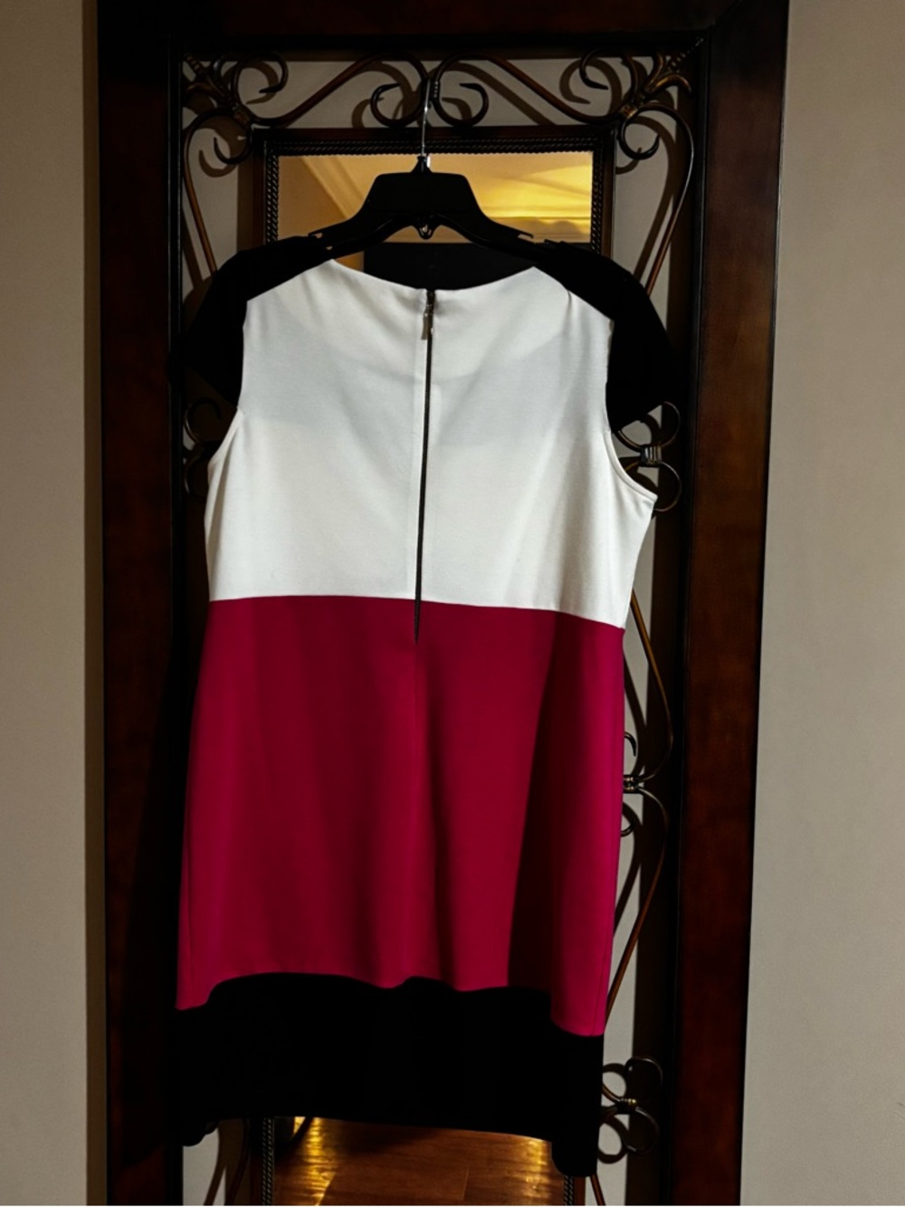 Colorblock Mini Dress in Black, White & pink casual work wear. Day or night. - Picture 2 of 2